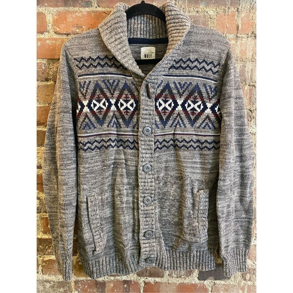 Citizen WOLF Shawl Neck Gray Cardigan Men’s Size Medium